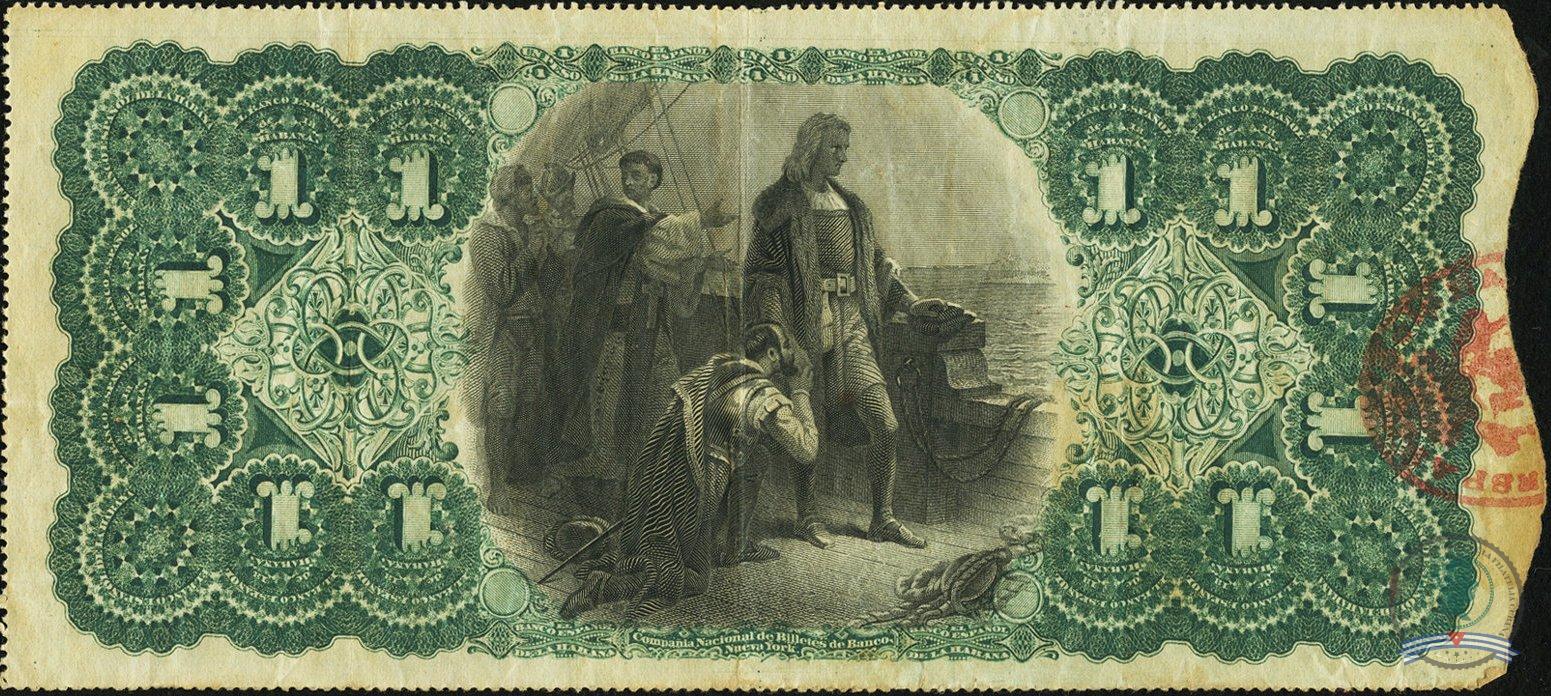 1872. Emisión de papel moneda del Banco Español de la Habana (05). 1 peso - Imagen 2