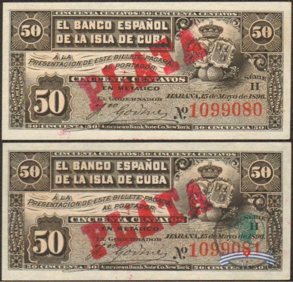 1896. Emisión de papel moneda del Banco Español de la Isla de Cuba (2). 50 centavos - Imagen 5