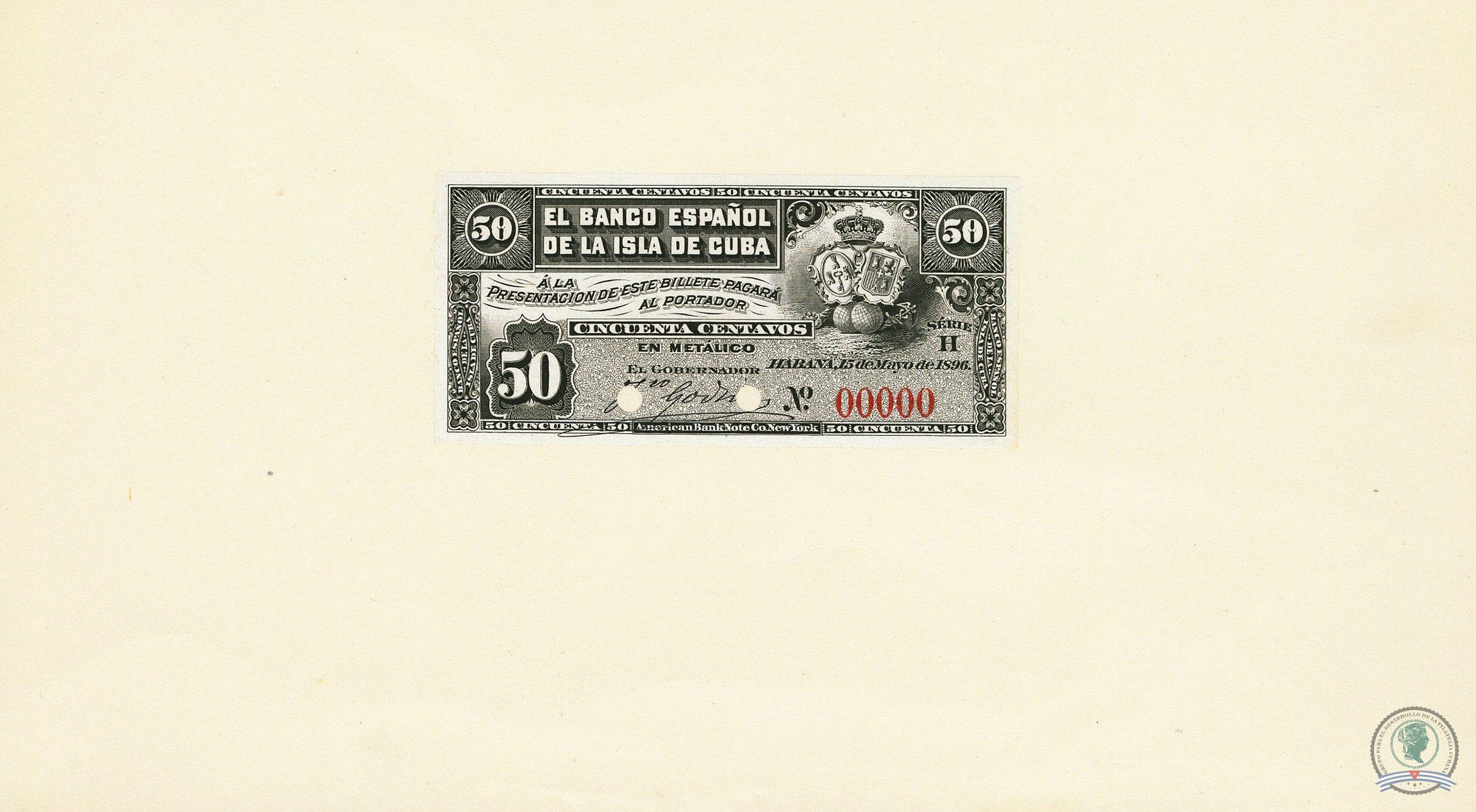 1896. Emisión de papel moneda del Banco Español de la Isla de Cuba (2). 50 centavos - Imagen 3