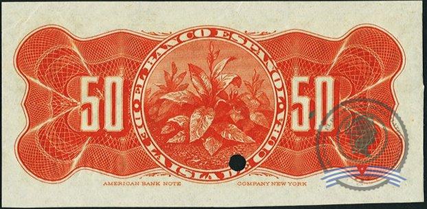 1896. Emisión de papel moneda del Banco Español de la Isla de Cuba (2). 50 centavos - Imagen 2