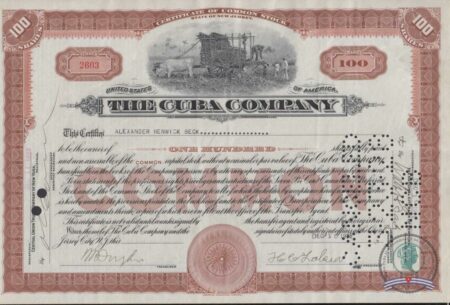 Cuba Co. 1958. Bono de 100 acciones comunes.