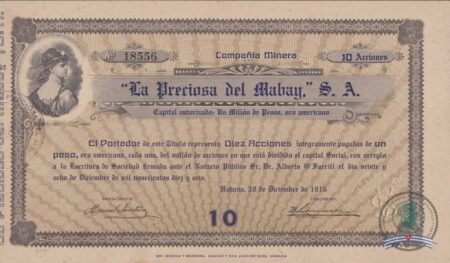 MInas Preciosa de Mabay. Bono de 10$. 1916