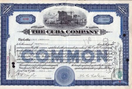 Cuba Co. 1942. Bono de menos de 100 acciones comunes.