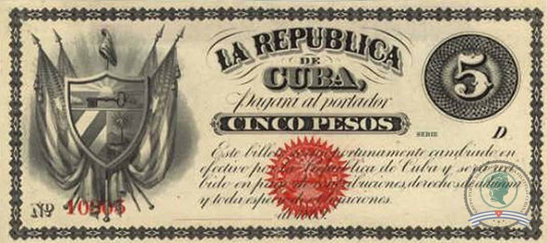 1869. Emisión de papel moneda de la República de Cuba en Armas. (3) 5 pesos - Imagen 2