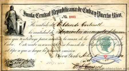 1869. Junta Republicana de Cuba y Puerto Rico. Valor variable. 1869-1872