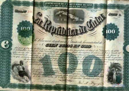 1872. Republica de Cuba en Armas. Emprestito de 100$.