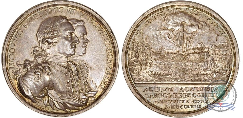 1763. Medalla conmemorativa a la heroica muerte en combate de D. Luís de Velazco frente a las tropas expedicionarias inglesas.