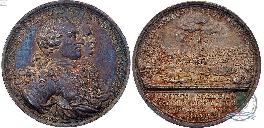 1763. Medalla conmemorativa a la heroica muerte en combate de D. Luís de Velazco frente a las tropas expedicionarias inglesas. - Imagen 2